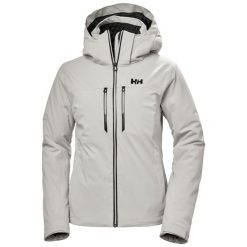 Damska kurtka narciarska Helly Hansen Alphelia Lifaloft. Szare kurtki narciarskie Helly Hansen, bez wzorów, bez kaptura, narciarskie. W wyprzedaży za 2,189.00 zł.