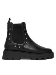 DKNY Sztyblety Shelah K4534178 Czarny. Czarne botki DKNY, bez wzorów, ze skóry, bez obcasa, na płaskiej podeszwie, bez zapięcia. Za 929.99 zł.
