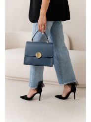 Lia Biassoni Skórzana torebka "Ensa" w kolorze granatowym - 26 x 22 x 12 cm rozmiar: onesize. Niebieskie torby na ramię Lia Biassoni, bez wzorów, z materiału, przez ramię, bez dodatków. Za 304.99 zł.