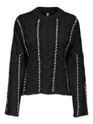 ONLY Sweter w kolorze czarno-kremowym rozmiar: S. Czarne swetry Only, s, bez wzorów, ze splotem, bez ramiączek. Za 127.65 zł.