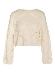 Noisy may Sweter "June" w kolorze kremowym rozmiar: XL. Brązowe swetry Noisy may, xl, bez wzorów, ze splotem, bez ramiączek. Za 53.04 zł.