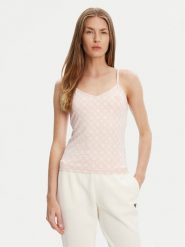 Guess Top V5YP11 MC03W Różowy Slim Fit. Czerwone topy Guess, xl, z aplikacjami, z syntetyku, bez kołnierzyka, bez ramiączek. Za 289.99 zł.