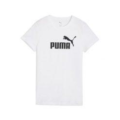 Damska koszulka ESS No. 1 Logo PUMA. Białe bluzki Puma, s, bez wzorów, z gumy, sportowe, bez kołnierzyka, bez ramiączek. W wyprzedaży za 74.00 zł.