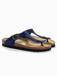 Sunbay Skórzane japonki "Camelia" w kolorze granatowym rozmiar: 38. Niebieskie klapki Sunbay, bez wzorów, ze skóry, z otwartym noskiem, bez obcasa. Za 193.70 zł.