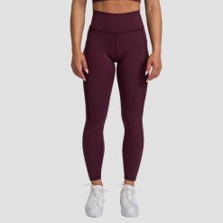 Legginsy damskie fitness z kieszenią Mesh Panel. Czerwone legginsy GYMBEAM, s, bez wzorów, z elastanu. Za 110.90 zł.