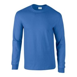 Ultra Bawełniana Koszulka Z Długim Rękawem Unisex Dla Dorosłych. Niebieskie bluzki GILDAN, xl, bez wzorów, z bawełny, sportowe, bez kołnierzyka, bez ramiączek. Za 106.99 zł.