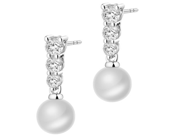 Kolczyki srebrne z perłami i cyrkoniami. Szare kolczyki Apart, z cyrkonią, srebrne. Za 209.00 zł.