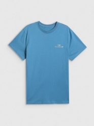 4F T-shirt loose z nadrukiem damski - granatowy S. Niebieskie t-shirty 4f, s, bez wzorów, z bawełny, bez kołnierzyka, bez ramiączek. Za 69.99 zł.