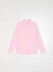 Koszula z domieszką lnu z wiązaniem na plecach - różowy. Czerwone koszule Sinsay, l, bez wzorów, bez kołnierzyka, bez ramiączek. Za 59.99 zł.