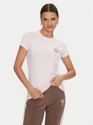 Guess T-Shirt Flowers W4YI30 J1314 Różowy Slim Fit. Czerwone t-shirty Guess, xs, z aplikacjami, z bawełny, bez kołnierzyka, bez ramiączek. Za 79.99 zł.