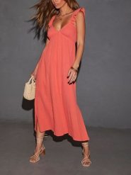 Milan Kiss Sukienka w kolorze pomarańczowym rozmiar: XL. Pomarańczowe sukienki Milan Kiss, xl, bez wzorów, z bawełny, bez kołnierzyka, bez ramiączek, maxi. Za 130.99 zł.