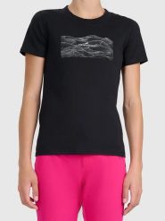 4F Koszulka w kolorze czarnym rozmiar: S. Czarne bluzki 4f, s, bez wzorów, z bawełny, bez kołnierzyka, bez ramiączek. Za 35.02 zł.