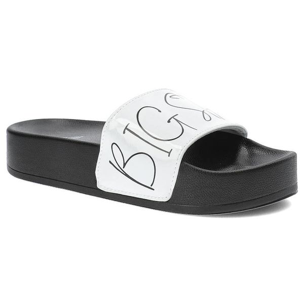 Białe Klapki Big Star Modne Buty Na Lato. Białe klapki Big Star, bez wzorów, bez obcasa. Za 99.99 zł.