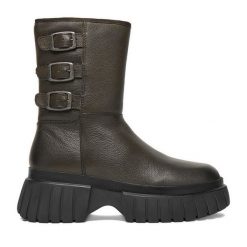 Botki G-Star Raw. Zielone botki G-Star Raw, bez wzorów, bez obcasa, na płaskiej podeszwie, bez zapięcia. Za 489.99 zł.