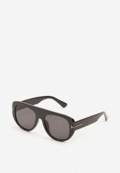 Czarne Okulary Przeciwsłoneczne z Filtrem UV i Szeroką Oprawką Frozea. Czarne okulary przeciwsłoneczne Born2be, bez wzorów, eleganckie. Za 19.99 zł.