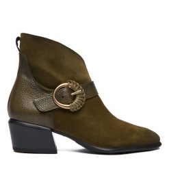 Botki Hispanitas. Zielone botki Hispanitas, bez wzorów, bez obcasa, na słupku, bez zapięcia. Za 729.99 zł.