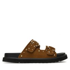 Klapki DeeZee. Brązowe klapki DeeZee, bez wzorów, bez obcasa. Za 125.99 zł.