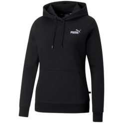 Bluza damska Puma ESS+ Embroidery Hoodie FL. Czarne bluzy Puma, l, bez wzorów, z kapturem. Za 193.81 zł.