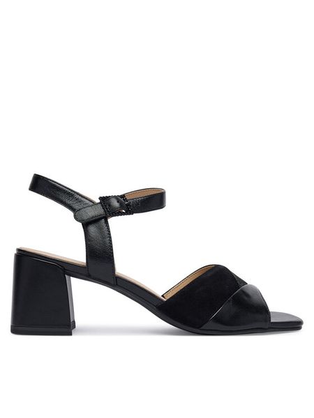 Caprice Sandały 9-28301-46 Czarny. Czarne sandały Caprice, bez wzorów, ze skóry, bez obcasa, na słupku, bez zapięcia. Za 228.99 zł.