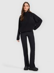 4F Legginsy z rozszerzanymi nogawkami damskie - czarne XS. Czarne legginsy 4f, xs, bez wzorów, z dzianiny, z podwyższonym stanem, długie. Za 129.99 zł.