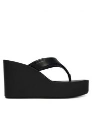 Calvin Klein Japonki Wedge 70 Sndl Thong Lth HW0HW02880 Czarny. Czarne klapki Calvin Klein, bez wzorów, ze skóry, bez obcasa. Za 489.99 zł.