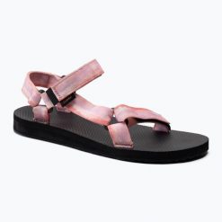 Sandały damskie Teva Original Universal Tie-Dye. Czerwone sandały Teva, bez wzorów, sportowe, bez obcasa, bez zapięcia. Za 179.99 zł.