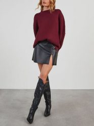 Milan Kiss Sweter w kolorze bordowym rozmiar: M. Czerwone swetry Milan Kiss, m, bez wzorów, prążkowane, bez ramiączek. Za 179.22 zł.