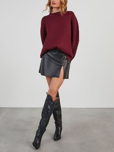 Milan Kiss Sweter w kolorze bordowym rozmiar: S. Czerwone swetry Milan Kiss, s, bez wzorów, prążkowane, bez ramiączek. Za 194.95 zł.