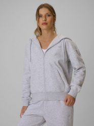 4F Bluza dresowa rozpinana z kapturem damska - szara L. Szare bluzy 4f, l, bez wzorów, z dresówki, z kapturem. Za 159.99 zł.
