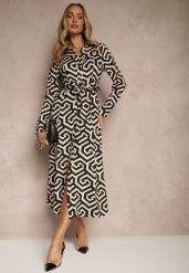 Czarna Sukienka Koszulowa z Wiskozą w Geometryczny Wzór z Paskiem Erisviria. Czarne sukienki Renee, na co dzień, na lato, l, bez wzorów, z wiskozy, eleganckie, bez kołnierzyka, bez ramiączek, maxi, koszulowe. Za 139.99 zł.