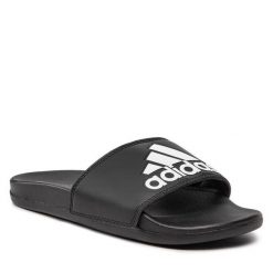 Klapki adidas. Czarne klapki Adidas, bez wzorów, bez obcasa. Za 129.99 zł.