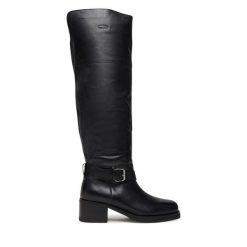 Kozaki Bronx. Czarne kozaki Bronx, bez obcasa, na słupku, bez zapięcia. Za 1,269.00 zł.