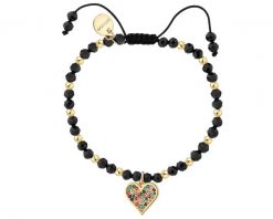 Bransoletka z mosiądzu pozłacana z cyrkoniami i spinelami - serce. Bransoletki Artelioni, z cyrkonią, pozłacane. Za 139.00 zł.