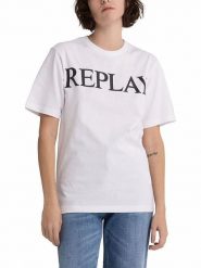 Replay Koszulka w kolorze białym rozmiar: M. Białe bluzki Replay, m, bez wzorów, z bawełny, bez kołnierzyka, bez ramiączek. Za 109.52 zł.