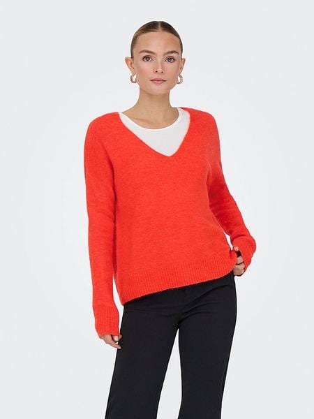 JDY Sweter "Elanora" w kolorze czerwonym rozmiar: M. Czerwone swetry JDY, m, bez wzorów, bez ramiączek. Za 81.95 zł.