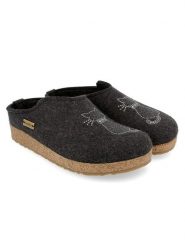 HAFLINGER Kapcie w kolorze antracytowym rozmiar: 40. Czarne obuwie domowe HAFLINGER, bez wzorów, z materiału, bez zapięcia. Za 148.96 zł.