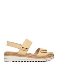 Remonte Sandały CEO-D0Q59-68 Żółty. Żółte sandały Remonte, bez wzorów, ze skóry, bez obcasa, na płaskiej podeszwie, bez zapięcia. Za 379.99 zł.