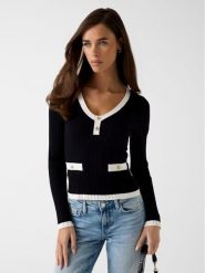 Guess Sweter 180588 Czarny Classic Fit. Czarne swetry Guess, xxl, z aplikacjami, bez ramiączek. Za 395.00 zł.