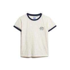 Damska koszulka w kontrastowym kolorze Superdry Athletic Essentials Beach. Białe koszulki sportowe Superdry, bez wzorów, bez ramiączek. W wyprzedaży za 152.95 zł.