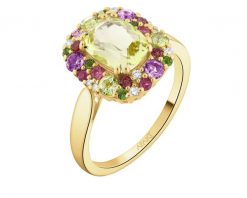 Pierścionek z żółtego złota z brylantami, kamieniami ozdobnymi i szlachetnymi - próba 585. Żółte pierścionki Apart, z brylantem, złote. Za 5,990.00 zł.