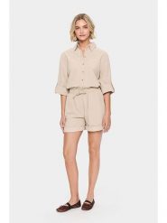 SAINT TROPEZ Szorty w kolorze beżowym rozmiar: L. Brązowe szorty Saint Tropez, bez wzorów, z bawełny, z podwyższonym stanem. Za 84.99 zł.
