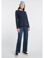 ELBSAND Koszulka "Sanne" w kolorze granatowym rozmiar: S. Niebieskie bluzki ELBSAND, s, bez wzorów, z bawełny, bez kołnierzyka, bez ramiączek. Za 86.99 zł.