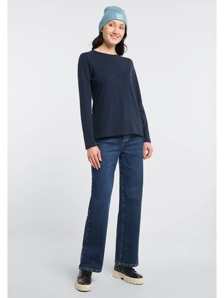 ELBSAND Koszulka "Sanne" w kolorze granatowym rozmiar: XL. Niebieskie bluzki ELBSAND, xl, bez wzorów, z bawełny, bez kołnierzyka, bez ramiączek. Za 82.44 zł.