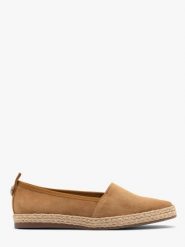 Rude espadryle damskie. Brązowe espadryle Ryłko, bez wzorów, ze skóry, bez obcasa, na płaskiej podeszwie, bez zapięcia. W wyprzedaży za 299.99 zł.