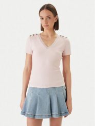 Morgan Bluzka 251-DOMANI Różowy Slim Fit. Czerwone bluzki Morgan, l, bez wzorów, z wiskozy, bez kołnierzyka, bez ramiączek. Za 179.99 zł.