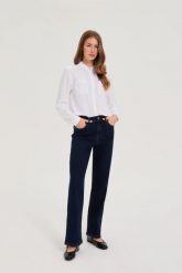Jeansy granatowe z prostą nogawką. Jeansy MOODO, l, bez wzorów. Za 139.99 zł.