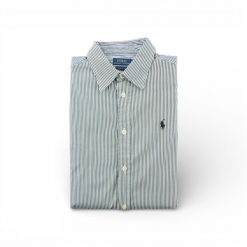 Klasyczna damska koszula w paski. Niebieskie koszule RALPH LAUREN, bez wzorów, klasyczne, bez kołnierzyka, bez ramiączek. Za 170.36 zł.