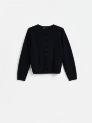 Wełniany kardigan - czarny. Czarne kardigany Reserved, l, bez wzorów, z wełny. Za 179.99 zł.