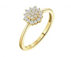 Pierścionek z żółtego złota z brylantami - 0,19 ct - próba 585. Żółte pierścionki Apart, z brylantem, złote. Za 3,090.00 zł.