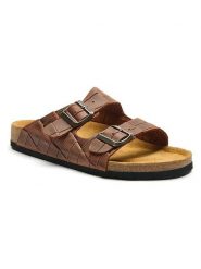 Comfortfusse Skórzane klapki w kolorze brązowym rozmiar: 45. Brązowe klapki Comfortfüße, bez wzorów, z otwartym noskiem, bez obcasa. Za 260.99 zł.